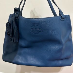 Tory Burch leather blue tote
